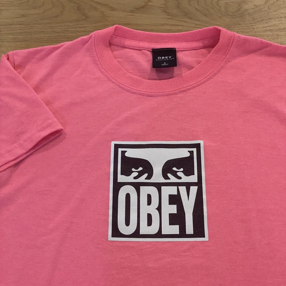 Obey Worldwide Original LOGO TEE Women's small hot pink SK8 Y2K
